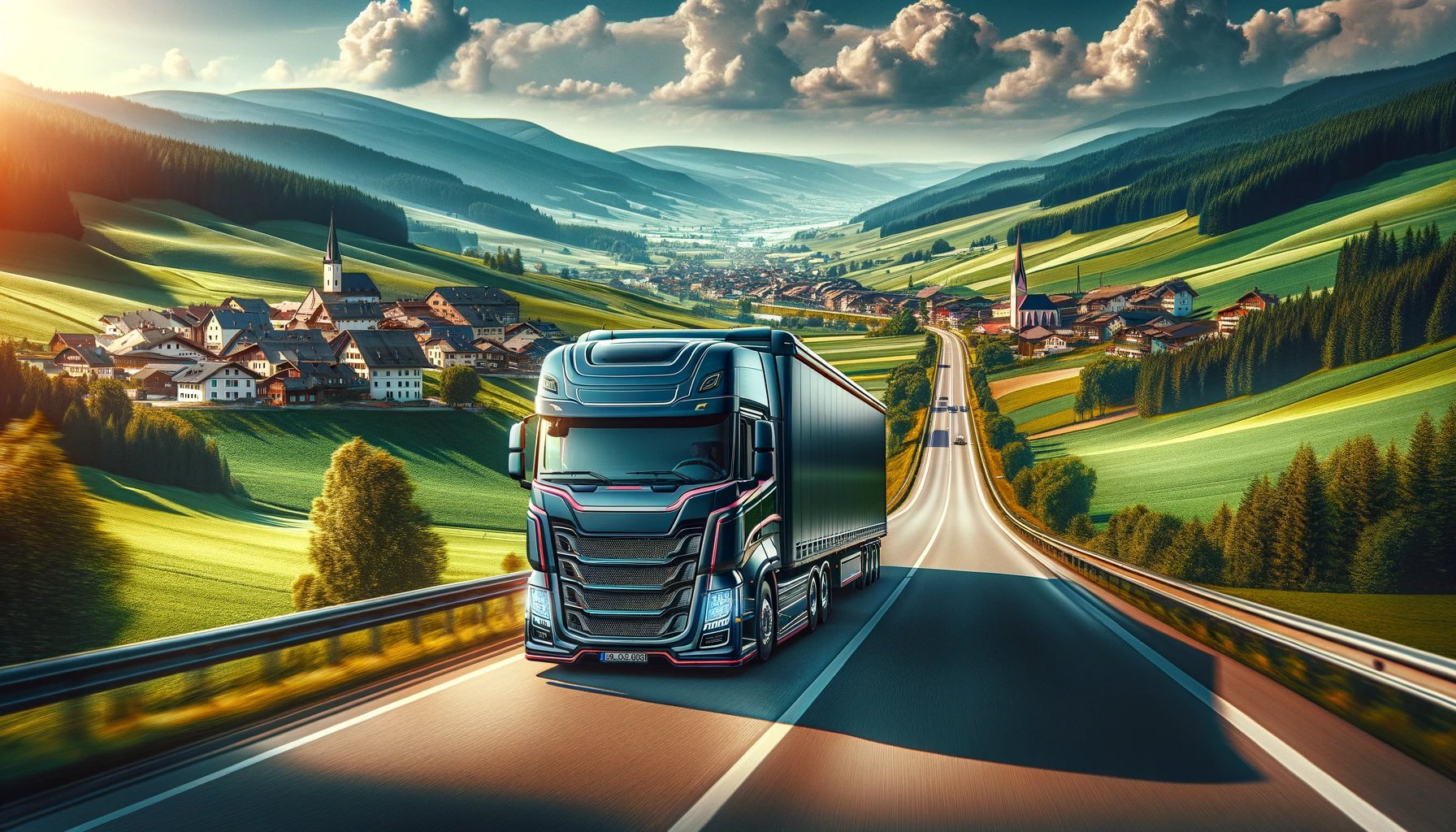 European truck on highway